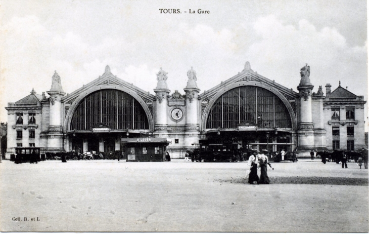 La Gare, vers 1905 (carte postale ancienne). - Tours