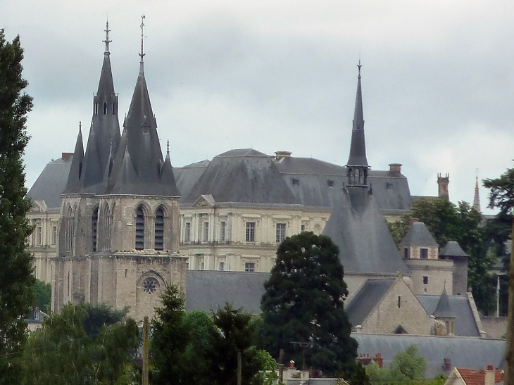 Le château derrière les flèches de l'église Saint Nicolas - Blois