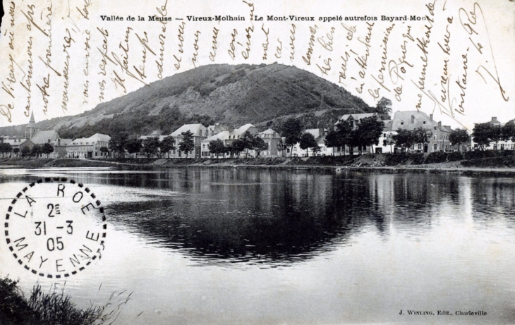 Vallée de la Meuse - Vireux-Molhain - Le Mont Vireux appelé autrefois Bayard-Mont, vers 1905 (carte postale ancienne).