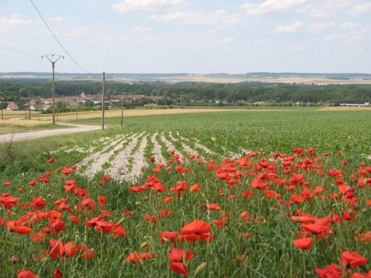 Village de Crancey vu de la ferme des 4 Vents, route de Gélannes.