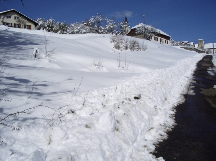 Village depuis la route de la Goule, neige - Charmauvillers