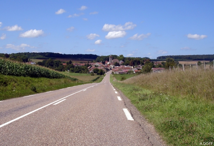 Vue du village par la route de Jussey - Raincourt