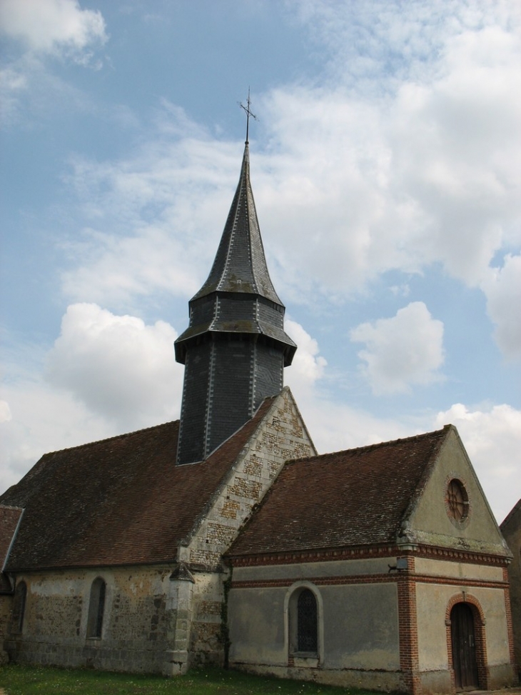 Façade et porche de l'église Saint-Hilaire - Courteilles