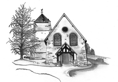 Dessin du porche de l'eglise - Écardenville-sur-Eure