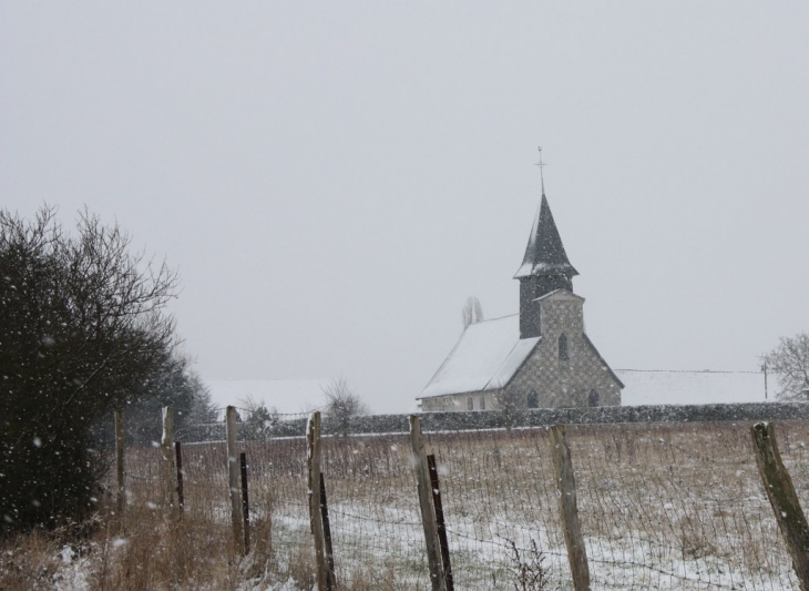 ARRIERE DE L EGLISE SOUS LA NEIGE - Gauville-la-Campagne