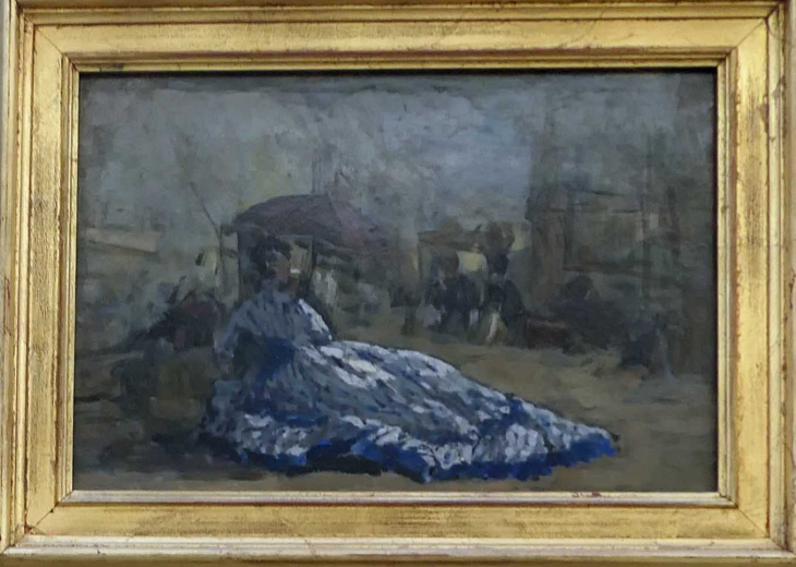 MuMa : BOUDIN  Femme en robe bleue sous une ombrelle - Le Havre