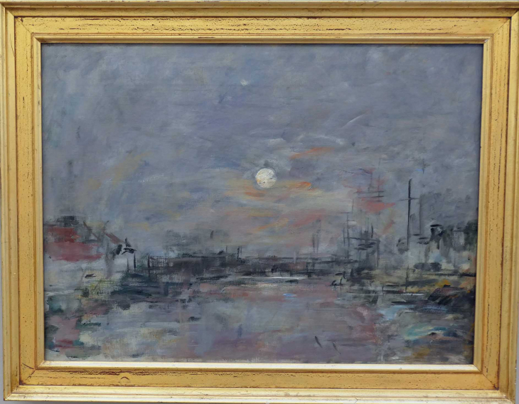 MuMa : BOUDIN  lever de lune sur un bassin - Le Havre