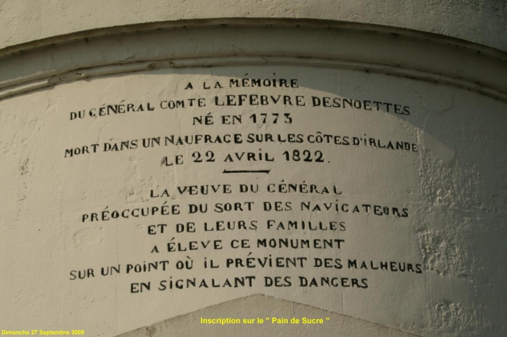 Inscription à la base du PAIN DE SUCRE de Sainte Adress - Sainte-Adresse