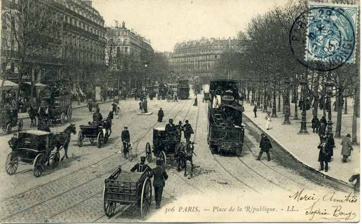 Place de la République (cartye postale de 1904) - Paris 11e Arrondissement