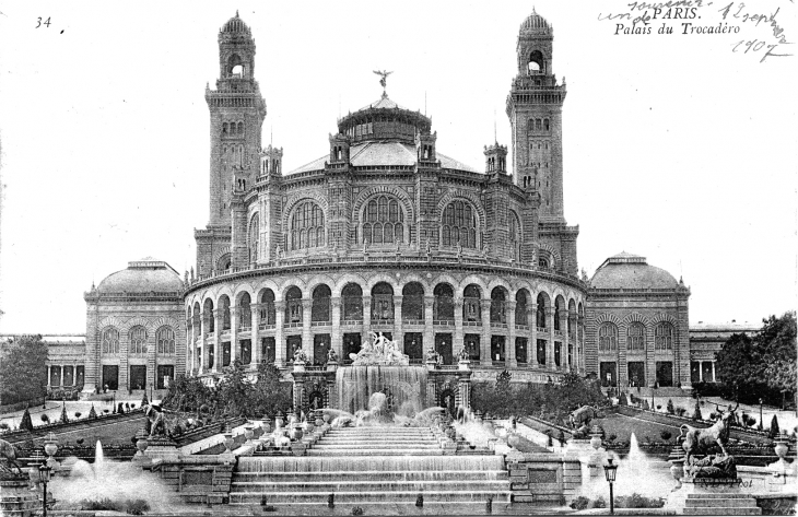 Palais du trocadéro (carte postale de 1907) - Paris 16e Arrondissement