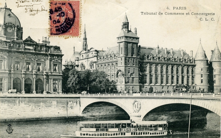 Tribunal de Commerce et Conciergerie (carte postale de 1904) - Paris 1er Arrondissement