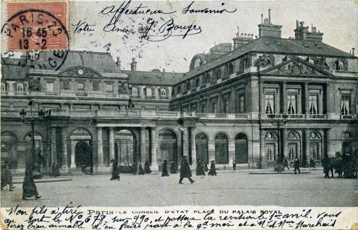 Le Conseil d'Etat place du Palais Royal (carte postale de 1905) - Paris 1er Arrondissement