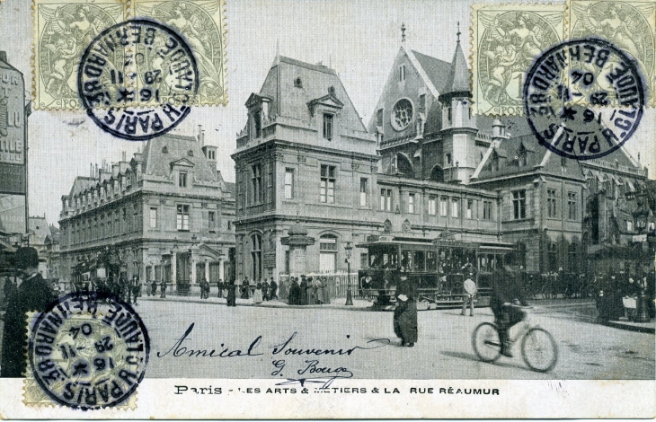 Les Arts & Métiers - La Rue Réaumur (carte postale de 1904) - Paris 3e Arrondissement