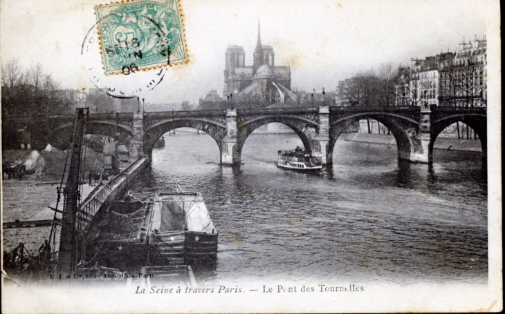 Le Pont des Tournelles, vers 1906 (carte postale ancienne). - Paris