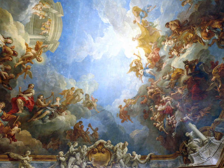 Château de Versailles : grand appartement du Roi salon d'Hercule le plafond