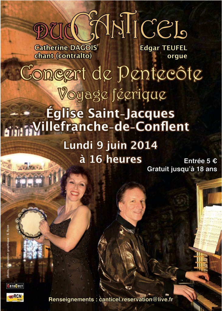 Affiche du concert de Pentecôte du duo Canticel « voyage féerique » lundi de Pentecôte 9 juin - Villefranche-de-Conflent