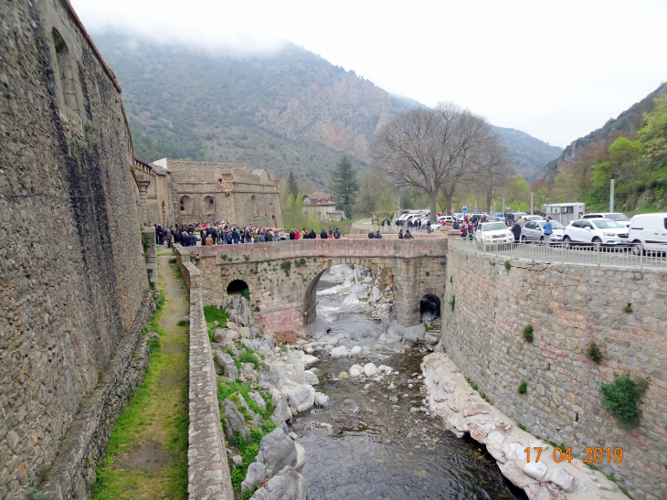 Arrivé des chevaux de race merens a villefranche lors de leur transhumance d'argeles au puymorens - Villefranche-de-Conflent