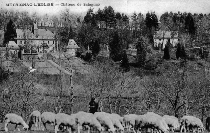 Château de Salagnac, vers 1910 (carte postale ancienne). - Meyrignac-l'Église