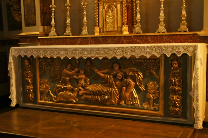 Détail :le retable, église Saint-Christophe. - Voutezac