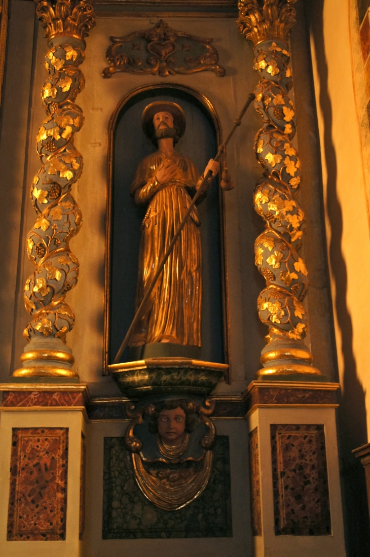 Détail :le retable, église Saint-Christophe. - Voutezac