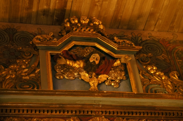 Détail :le retable, église Saint-Christophe. - Voutezac