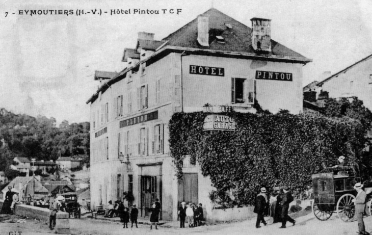 Hotel Pintou, vers 1910 (carte postale ancienne). - Eymoutiers