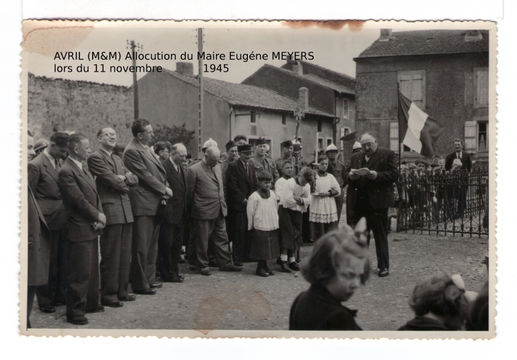 Allocution du Maire, Mr MEYERS - Avril