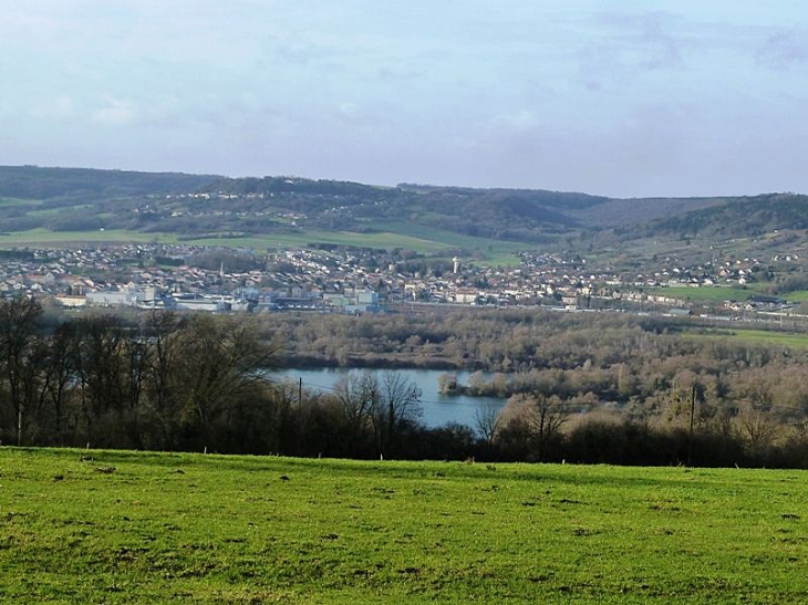 Le village vu de l'autre rive de la Moselle - Pagny-sur-Moselle