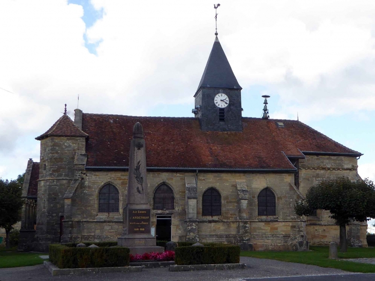 L'église et le monument aux morts - Andernay