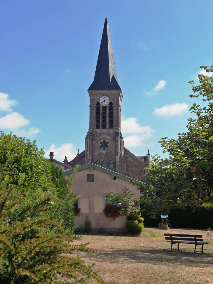 Vue sur le clocher de l'église Saint Rouin - Beaulieu-en-Argonne