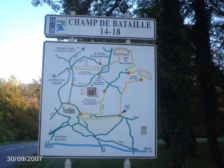 Plan du champ de bataille - Verdun