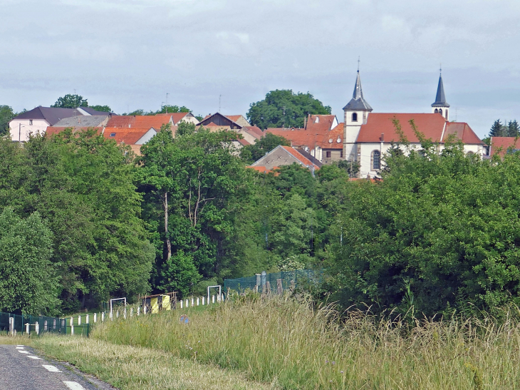 Vue sur le village et ses deux clochers - Hellering-lès-Fénétrange