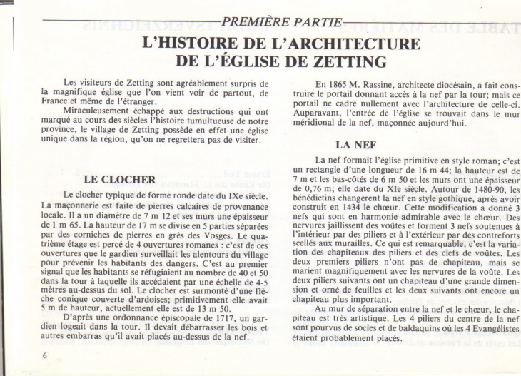 HISTORIQUE DE  CETTE EGLISE - Zetting