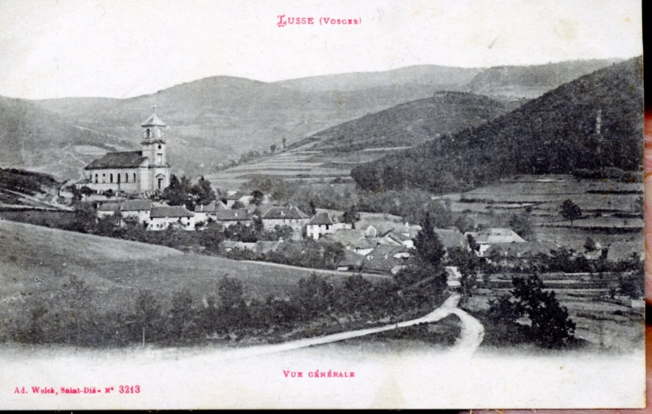 Vue générale, vers 1910 (carte postale ancienne). - Lusse