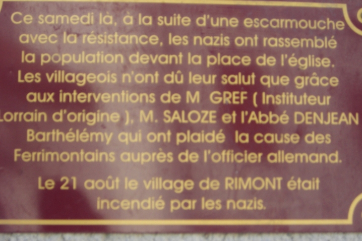 Plaque commémorative - Montferrier