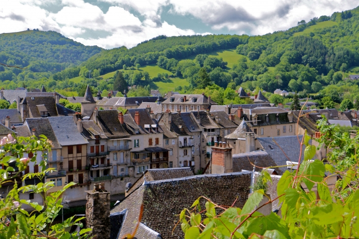 Le village vu du monument Talabot. - Saint-Geniez-d'Olt