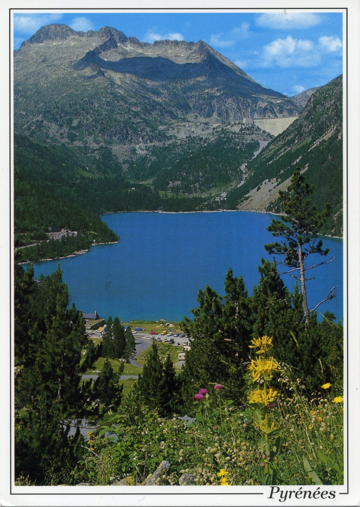 Le Lac d'Orédon 1851m et le Barrage de Cap de Long 2161m (carte postale de 1990) - Aragnouet