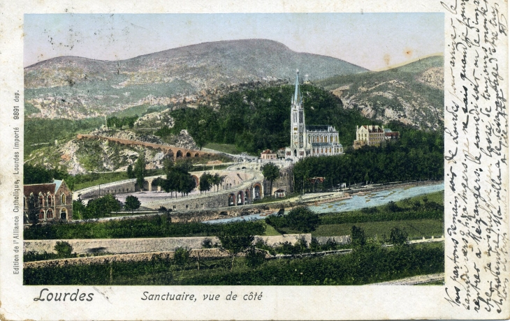 Sanctuaire, vue de côté (carte postale de1903) - Lourdes