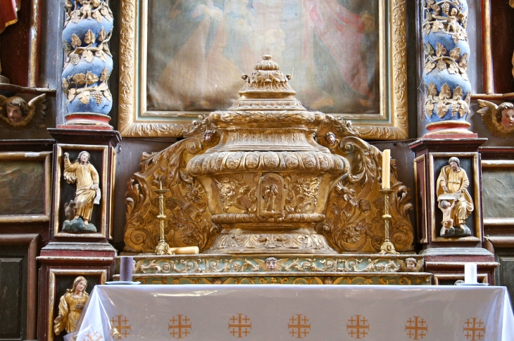 Détail du retable de l'église Saint Louis. - Montcabrier