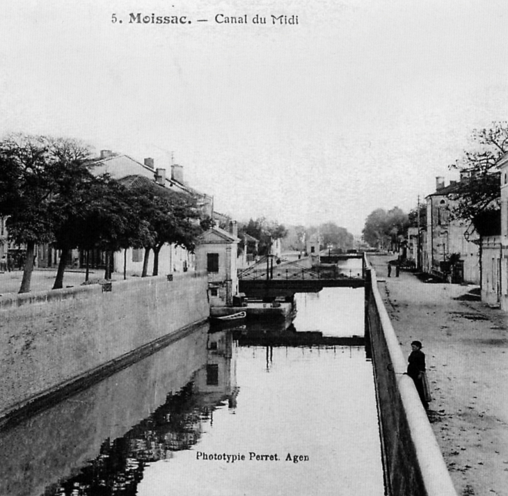 Canal du Midi, début XXe siècle (carte postale ancienne). - Moissac