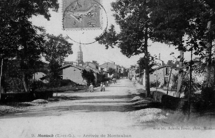 Arrivée de Montauban, début XXe siècle (carte postale ancienne). - Montech