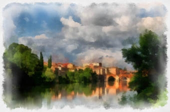 Albi, le vieux pont regarde l'eau du tarn et laisse passer le temps, au fil de l'eau. Vue de Christian Pondeville - créArtiss