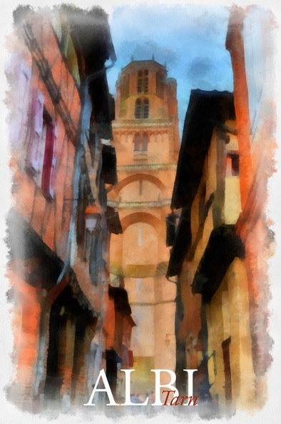 Albi, la cathédrale Sainte Cécile dresse fièrement son étrave de brique rouge. Dans les rue avoisinante elle sedresse comme un phare d'une culture rayonnante. Christian Pondeville - créArtisstes 