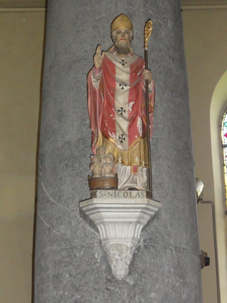 Bousignies-sur-Roc (59149) église, statue St.Nicolas