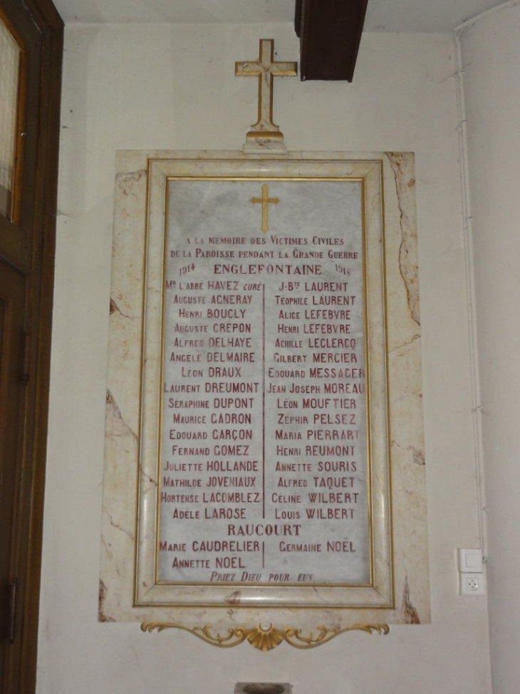 Englefontaine (59530) église Saint-Georges, monument victimes civiles