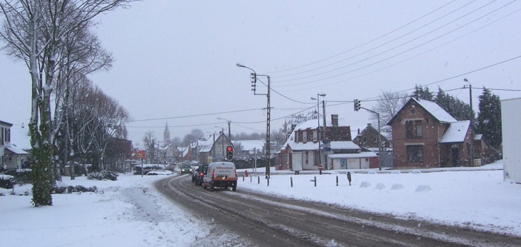 Rue nationale sous la neige - Pont-à-Marcq