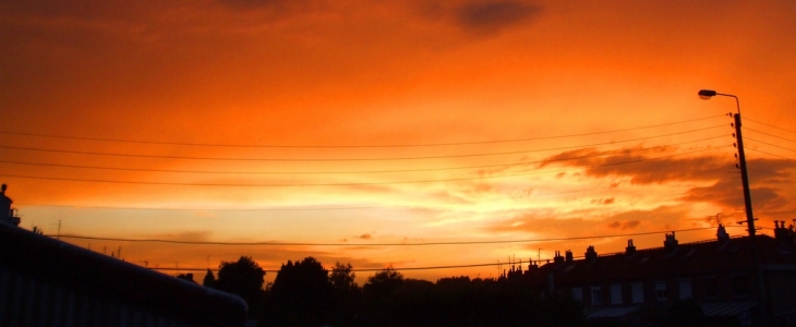 Coucher de soleil, avenue des peupliers. - Saint-André-lez-Lille