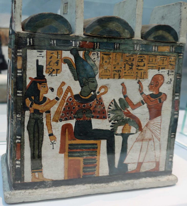 LOUVRE Galerie du Temps Antiquité Egyptienne : coffret à groupe de serviteurs funéraires 1250 av JC - Lens