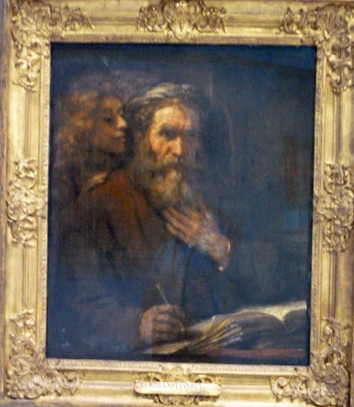 LOUVRE Galerie du Temps 17ème siècle baroque  : Rembrandt 1656 : saint Matthieu et l'ange - Lens