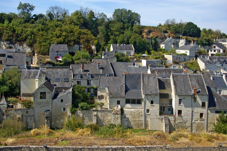 Les toits d'ardoise de Montsoreau.  The slate roofs of the village.